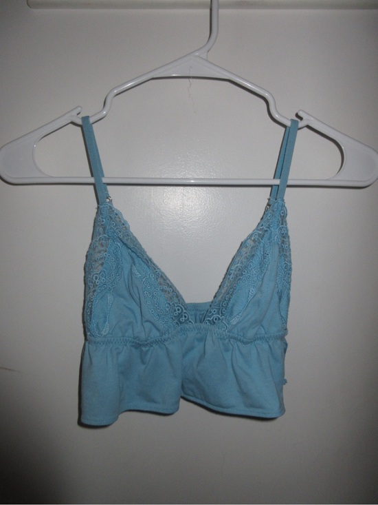 Urban Outfitters Tops - Urban Outfitters Light Blue Lace Trim Crop Top
